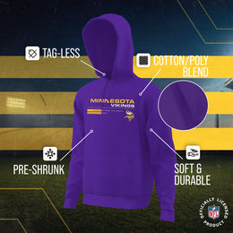Minnesota Vikings Adult NFL Speed Stat Sheet Fleece Hooded Sweatshirt - Purple