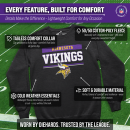 Minnesota Vikings NFL Adult Long Sleeve Team Block Charcoal Crewneck Sweatshirt - Charcoal