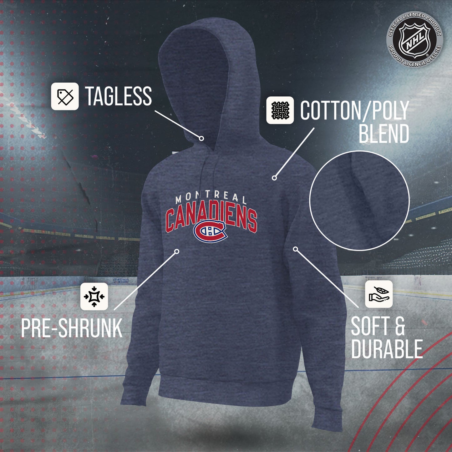 Montreal Canadiens NHL Adult Unisex Powerplay Hooded Sweatshirt - Navy