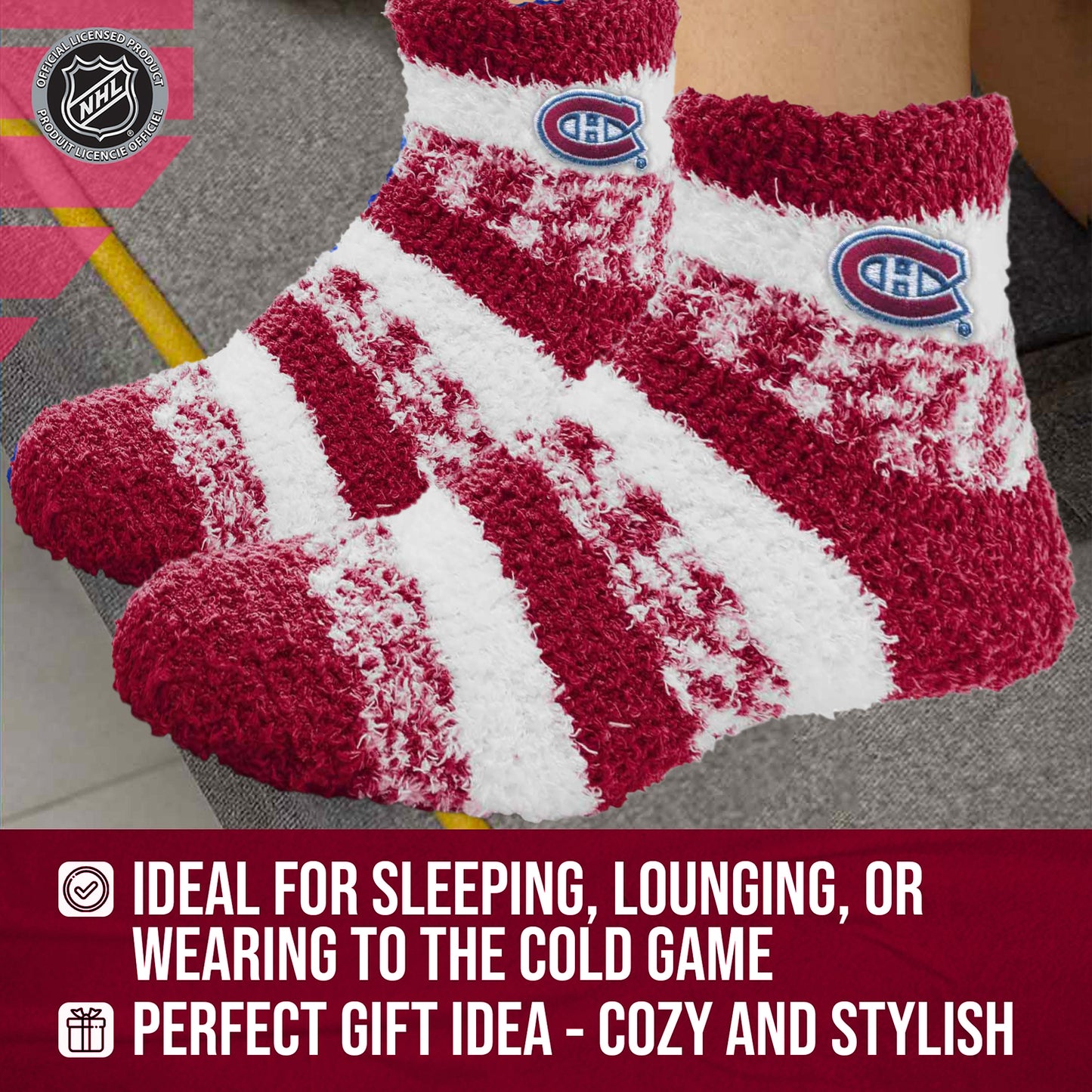 Montreal Canadiens NHL Unisex Cozy Sleep Socks - Cardinal
