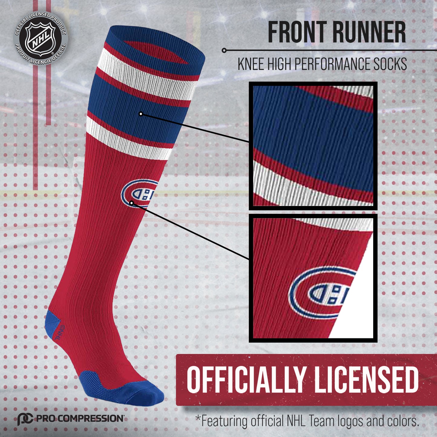 Montreal Canadiens NHL Adult Knee High-Performance Socks - Cardinal