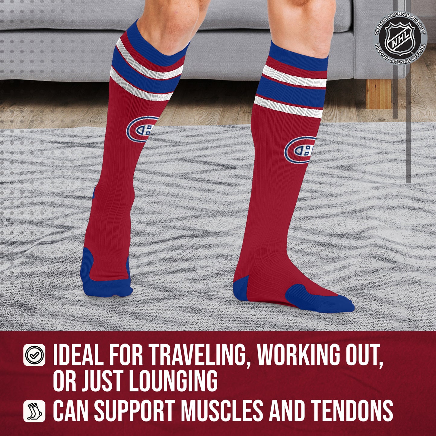 Montreal Canadiens NHL Adult Knee High-Performance Socks - Cardinal