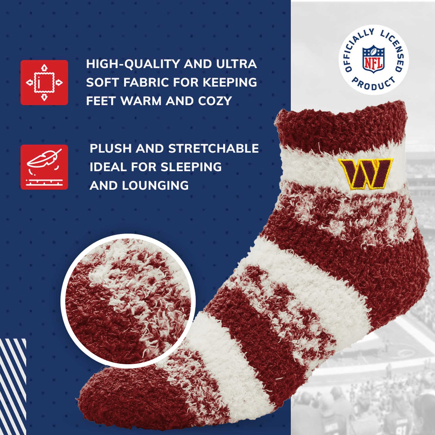 Washington Commanders NFL Cozy Soft Slipper Socks - Black