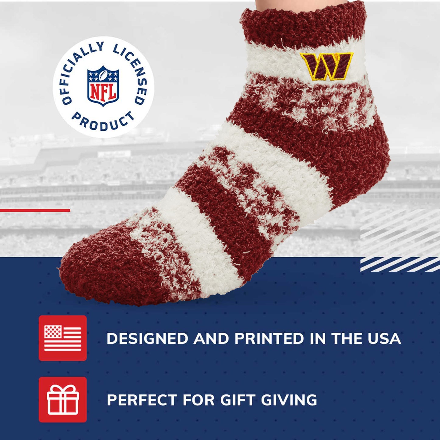 Washington Commanders NFL Cozy Soft Slipper Socks - Black