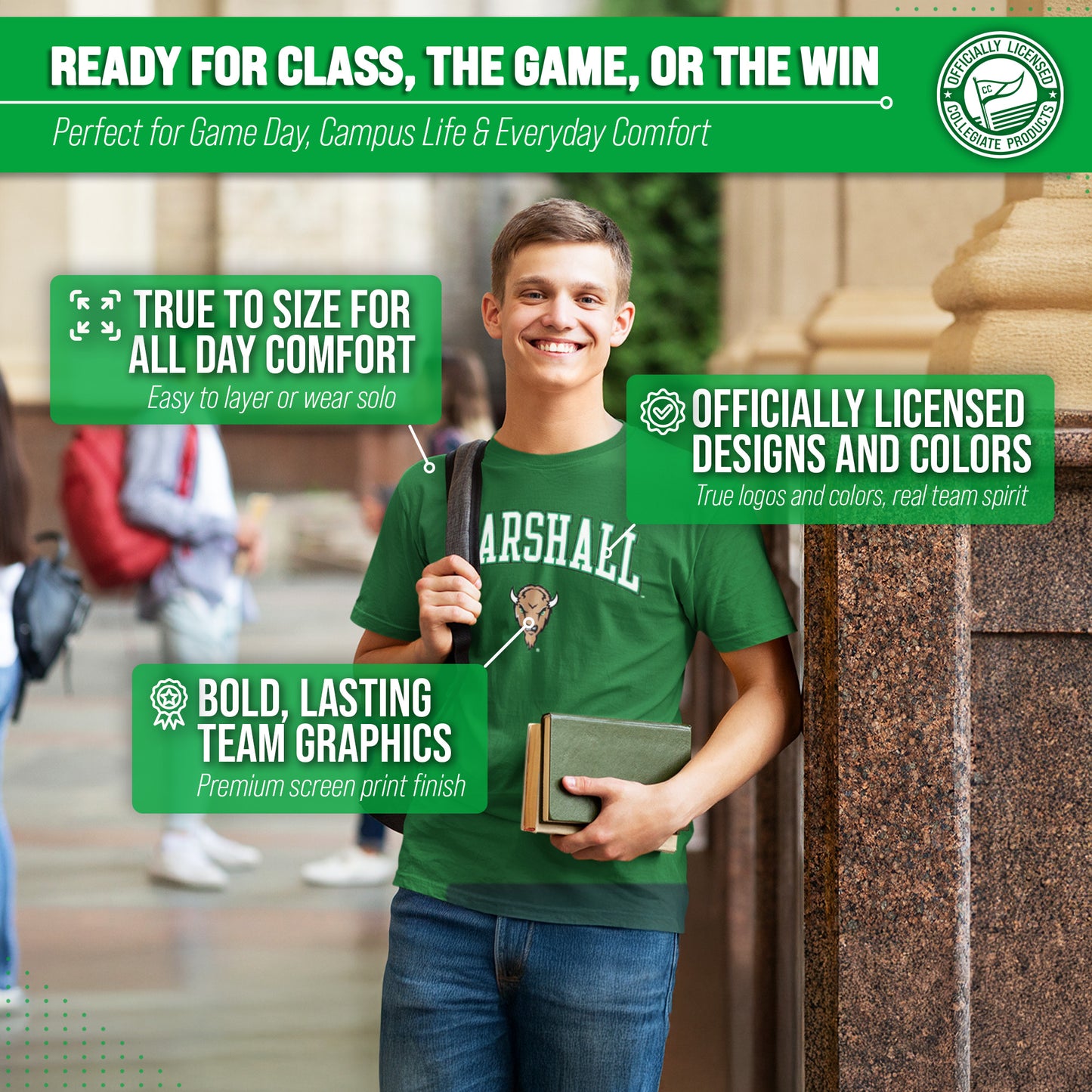 Marshall Thundering Herd NCAA Adult Gameday Cotton T-Shirt - Green