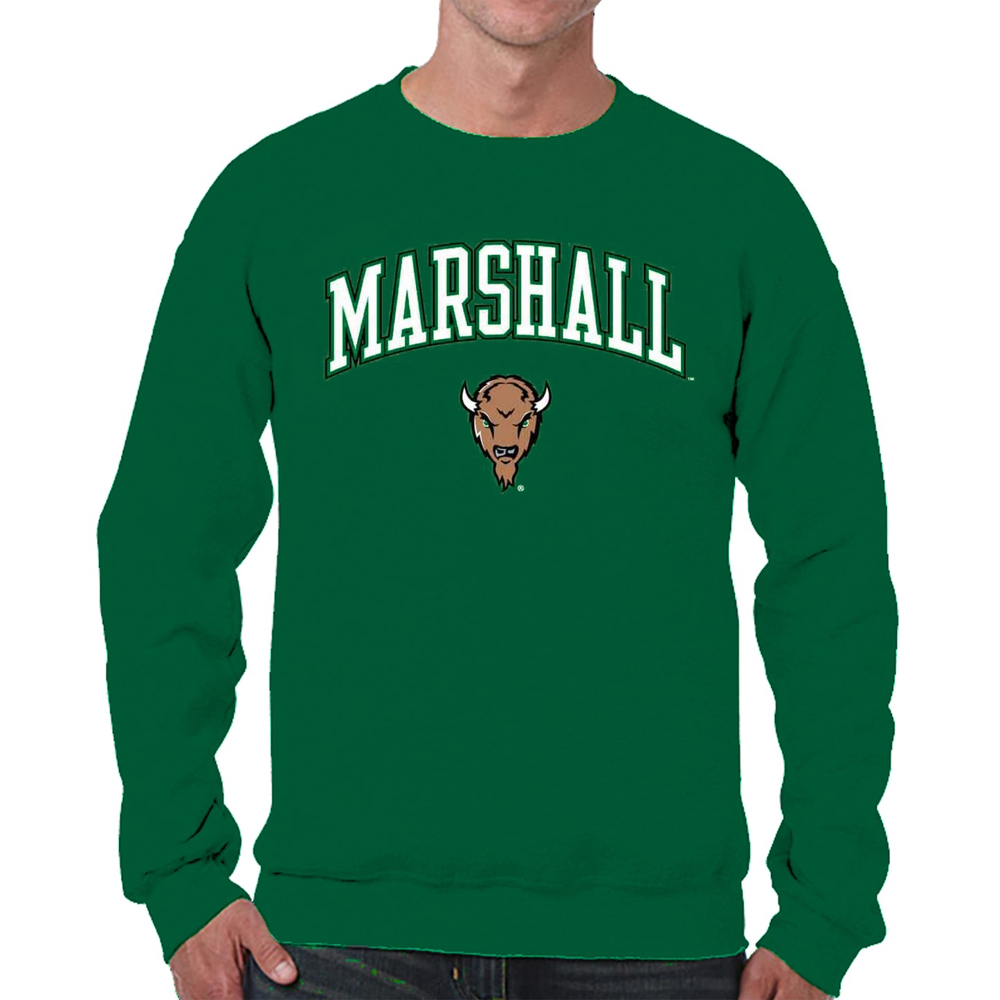 Marshall Thundering Herd Adult Arch & Logo Soft Style Gameday Crewneck Sweatshirt - Green