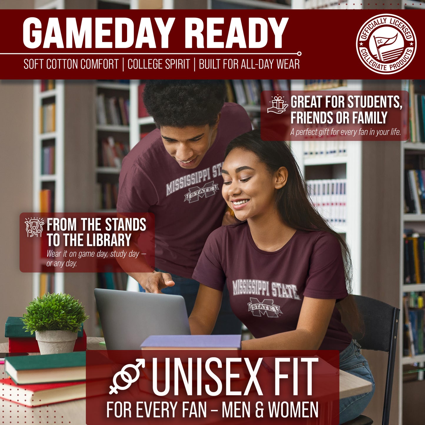 Mississippi State Bulldogs NCAA Adult Gameday Cotton T-Shirt - Team Color