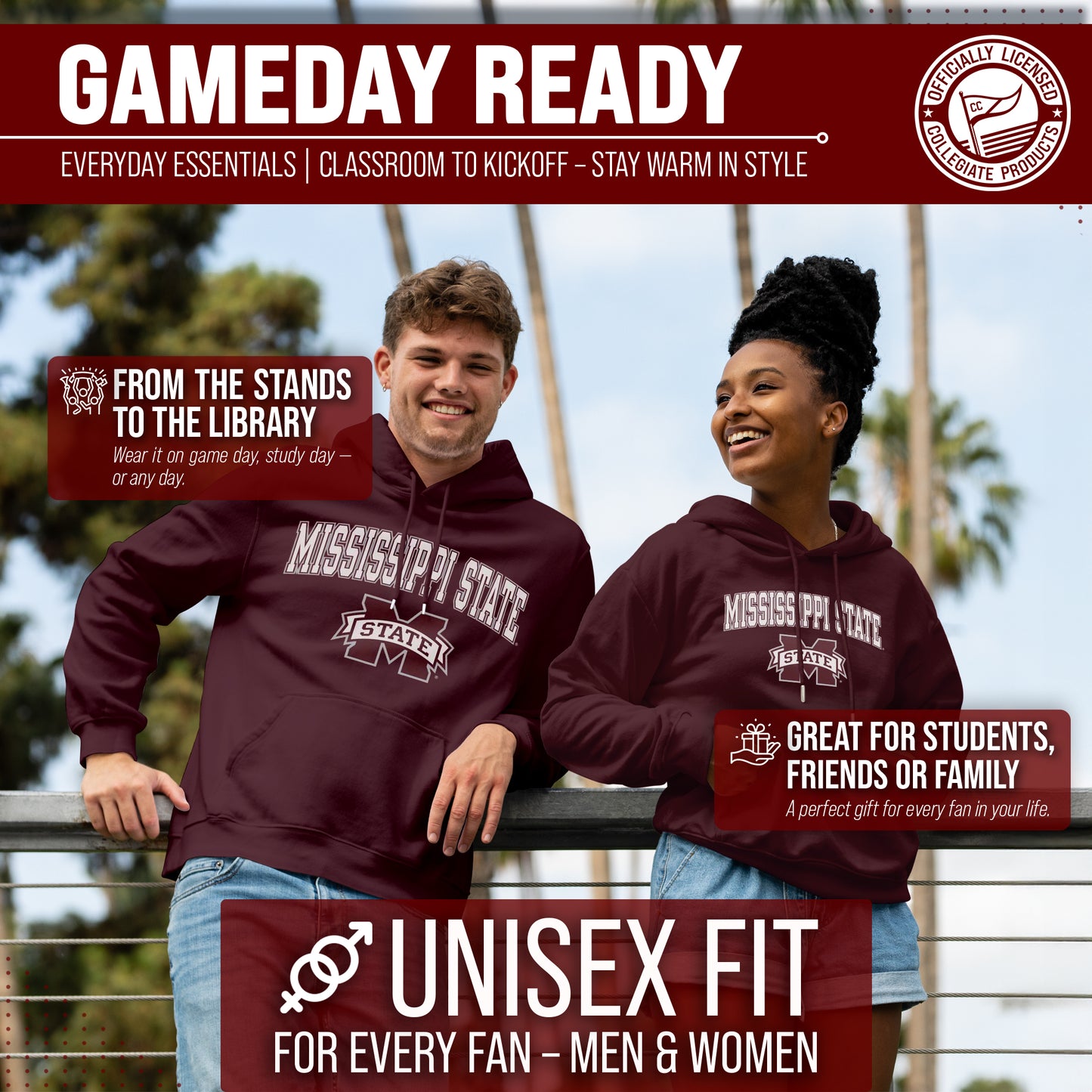 Mississippi State Bulldogs Adult Arch & Logo Soft Style Gameday Hooded Sweatshirt - Team Color