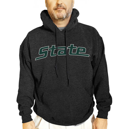 Michigan State Spartans NCAA Adult Cotton Blend Charcoal Hooded Sweatshirt - Charcoal