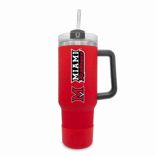 Miami Redhawks College & University 40 oz Travel Tumbler With Handle - Red