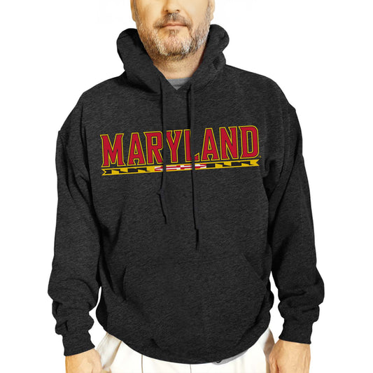 Maryland Terrapins NCAA Adult Cotton Blend Charcoal Hooded Sweatshirt - Charcoal