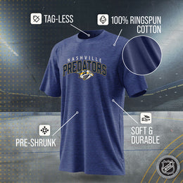 Nashville Predators NHL Adult Powerplay Heathered Unisex T-Shirt - Navy