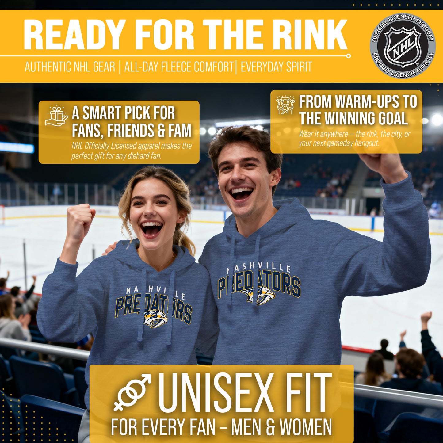 Nashville Predators NHL Adult Unisex Powerplay Hooded Sweatshirt - Navy