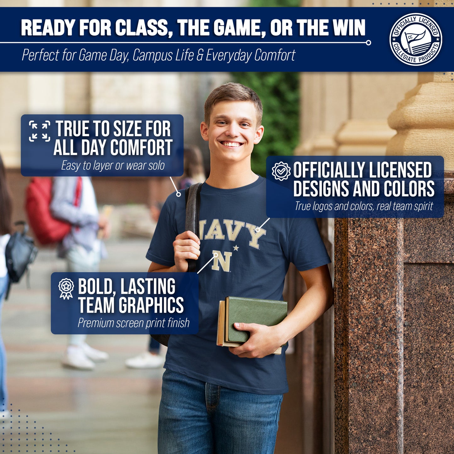 Navy Midshipmen NCAA Adult Gameday Cotton T-Shirt - Navy