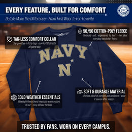 Navy Midshipmen Campus Colors Adult Arch & Logo Soft Style Gameday Crewneck Sweatshirt  - Navy