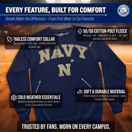 Navy Midshipmen Campus Colors Adult Arch & Logo Soft Style Gameday Crewneck Sweatshirt  - Navy