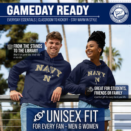 Navy Midshipmen Campus Colors Adult Arch & Logo Soft Style Gameday Hooded Sweatshirt  - Navy