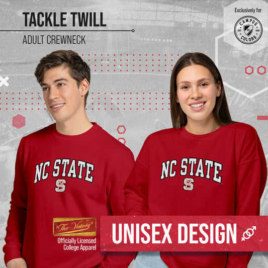 NC State Wolfpack NCAA Adult Tackle Twill Crewneck Sweatshirt - Red