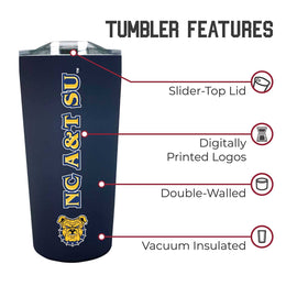 North Carolina A&T State University NCAA Stainless Steel Tumbler perfect for Gameday - Navy