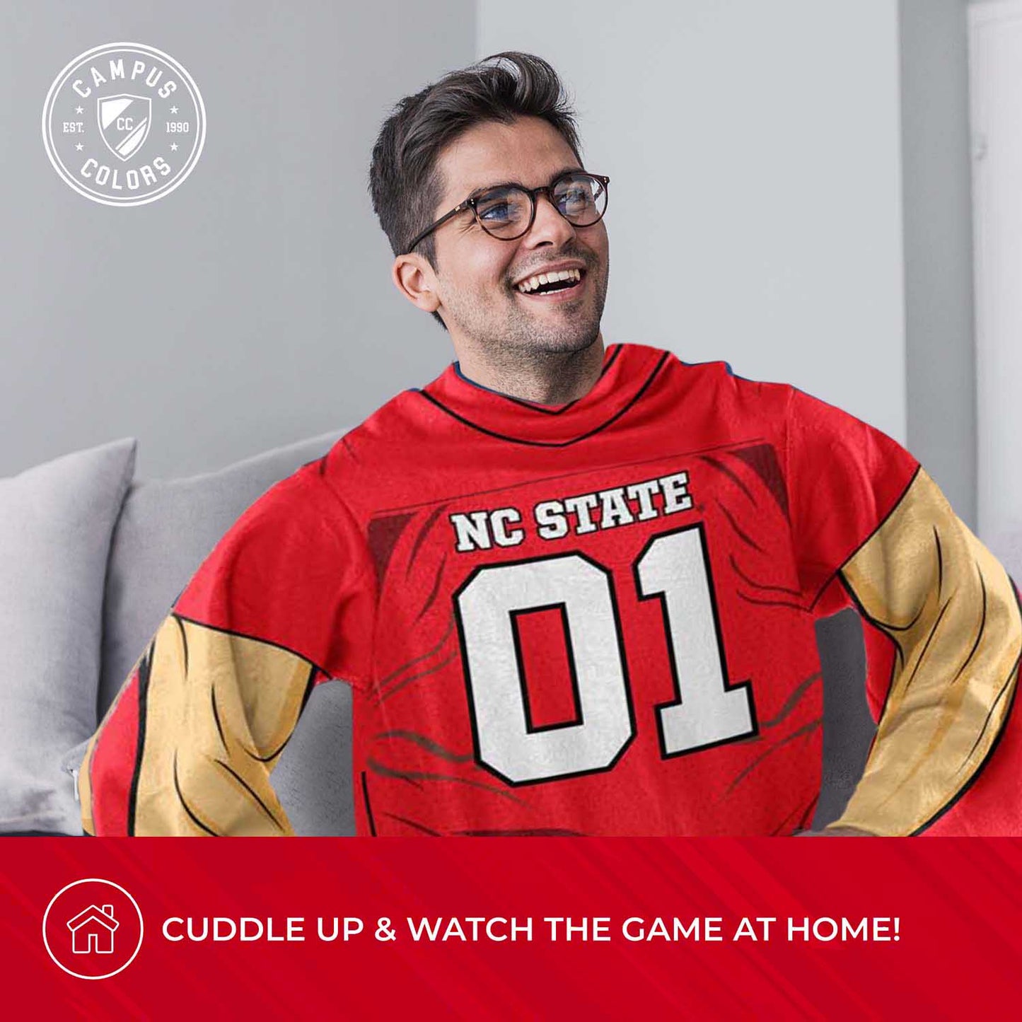 NC State Wolfpack NCAA Team Wearable Blanket with Sleeves - Red