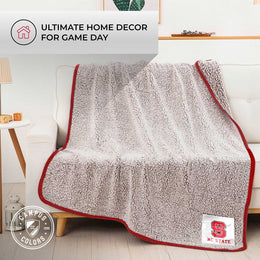 NC State Wolfpack NCAA Silk Sherpa College Throw Blanket - Red