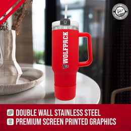 NC State Wolfpack College & University 40 oz Travel Tumbler With Handle - Red
