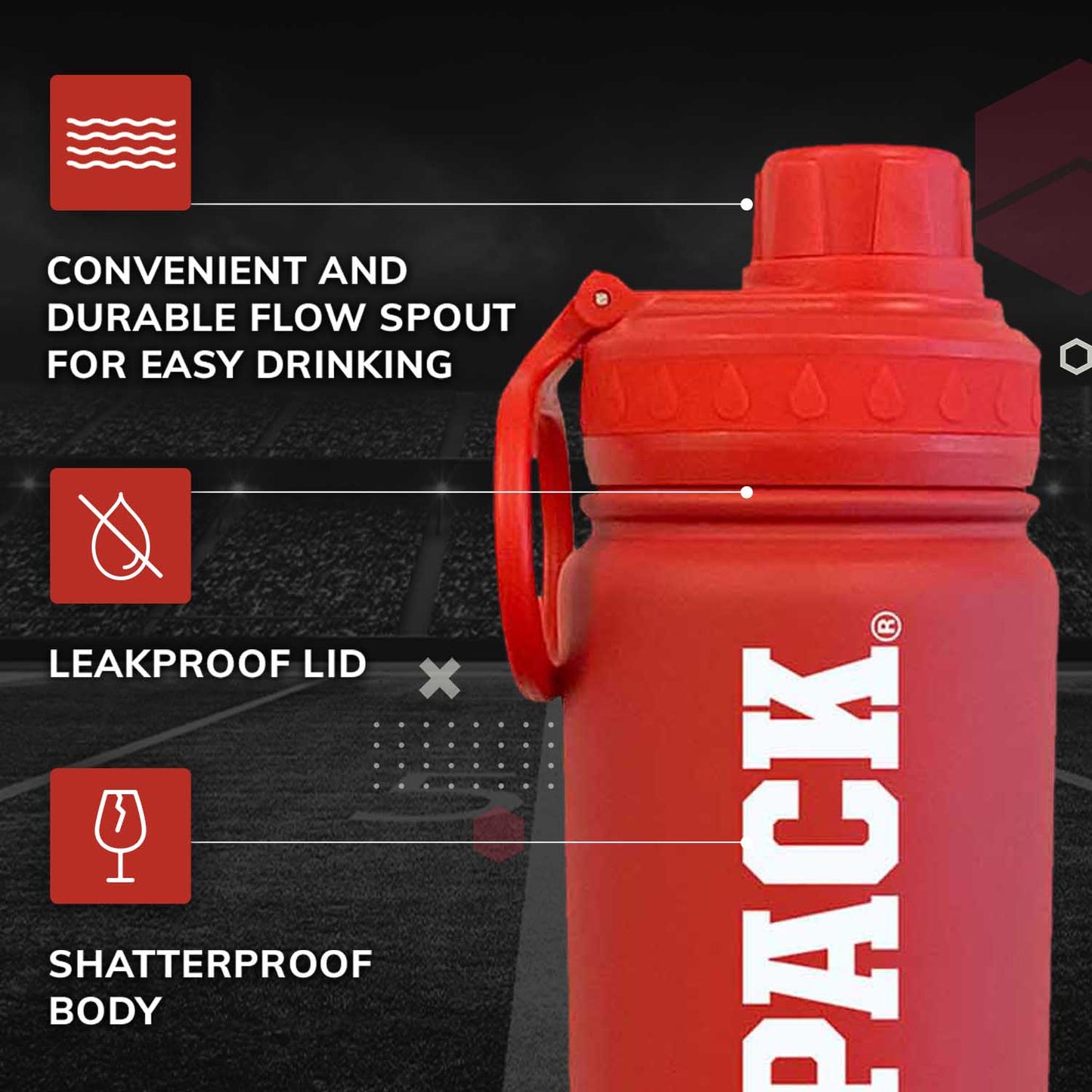 NC State Wolfpack NCAA Stainless Steel Water Bottle - Red