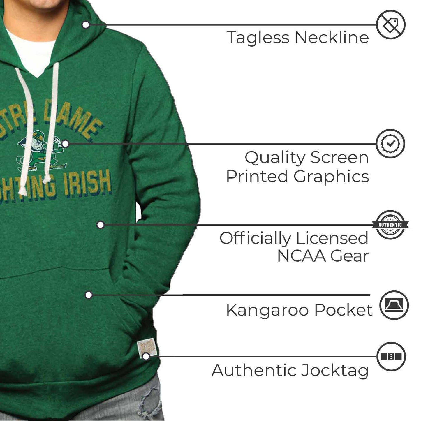 Notre Dame Fighting Irish Adult University Hoodie - Green