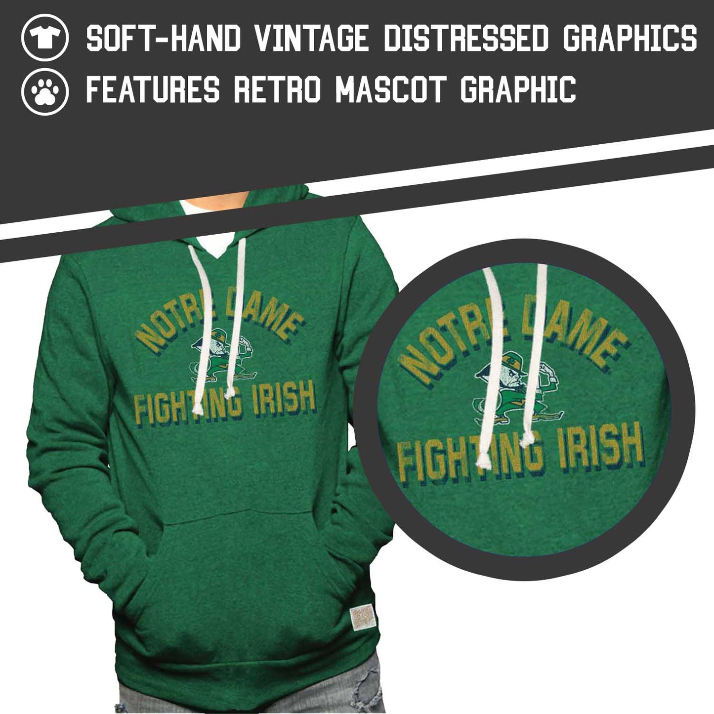 Notre Dame Fighting Irish Adult University Hoodie - Green