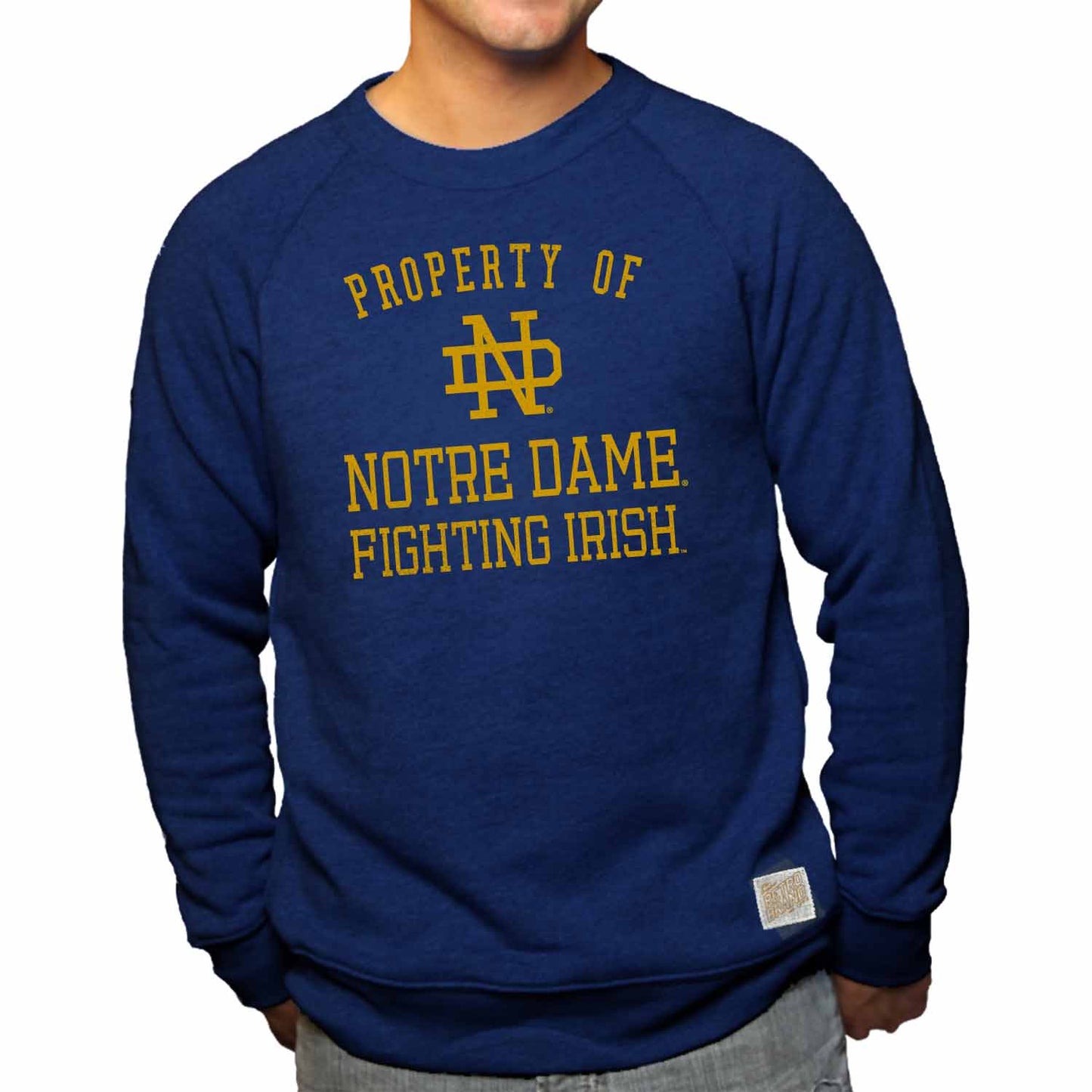 Notre Dame Fighting Irish  Property Of Tri-blend Crewneck Sweatshirt - Navy