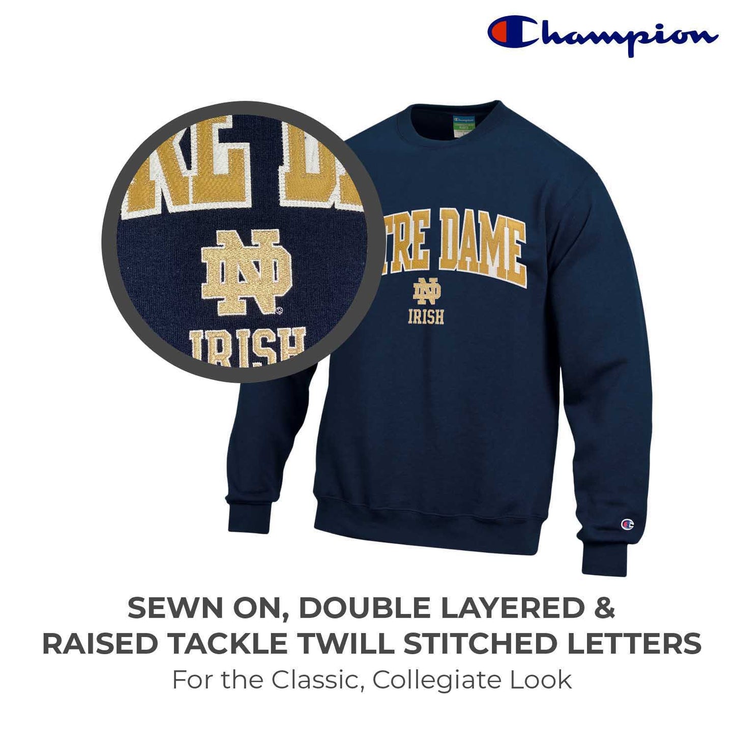 Notre Dame Fighting Irish Adult Tackle Twill Crewneck - Navy
