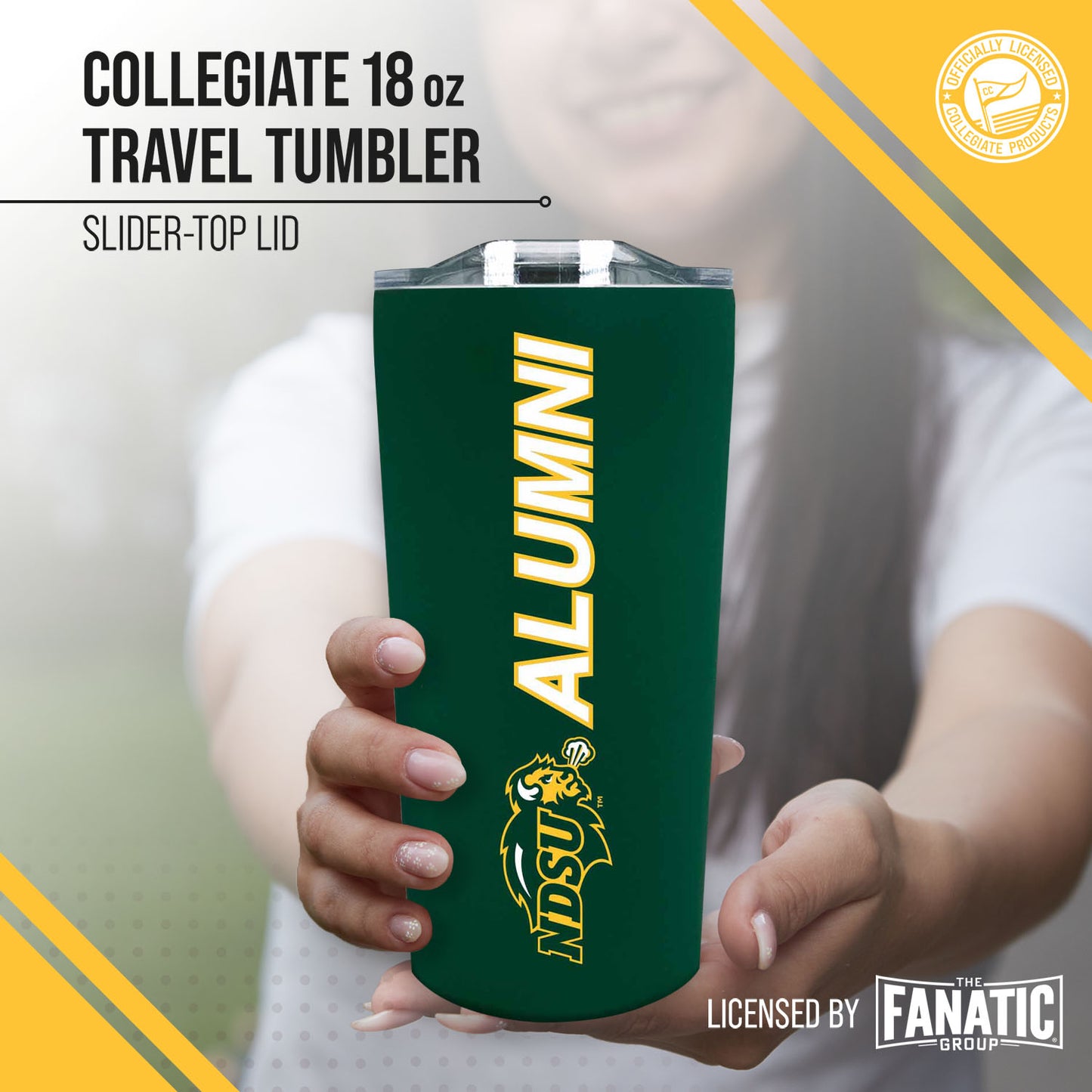North Dakota State Bison Collegiate Stainless Steel Travel Tumbler for Alumni - Green