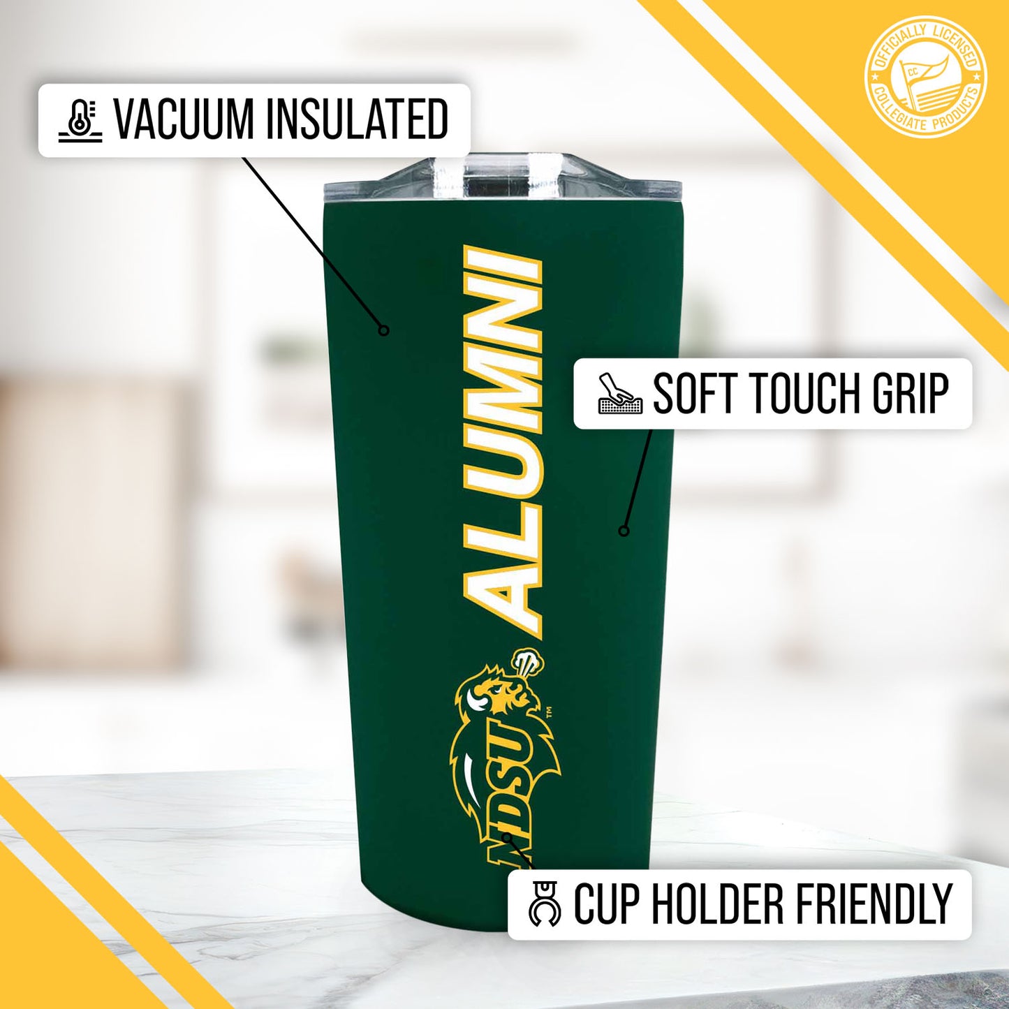 North Dakota State Bison Collegiate Stainless Steel Travel Tumbler for Alumni - Green