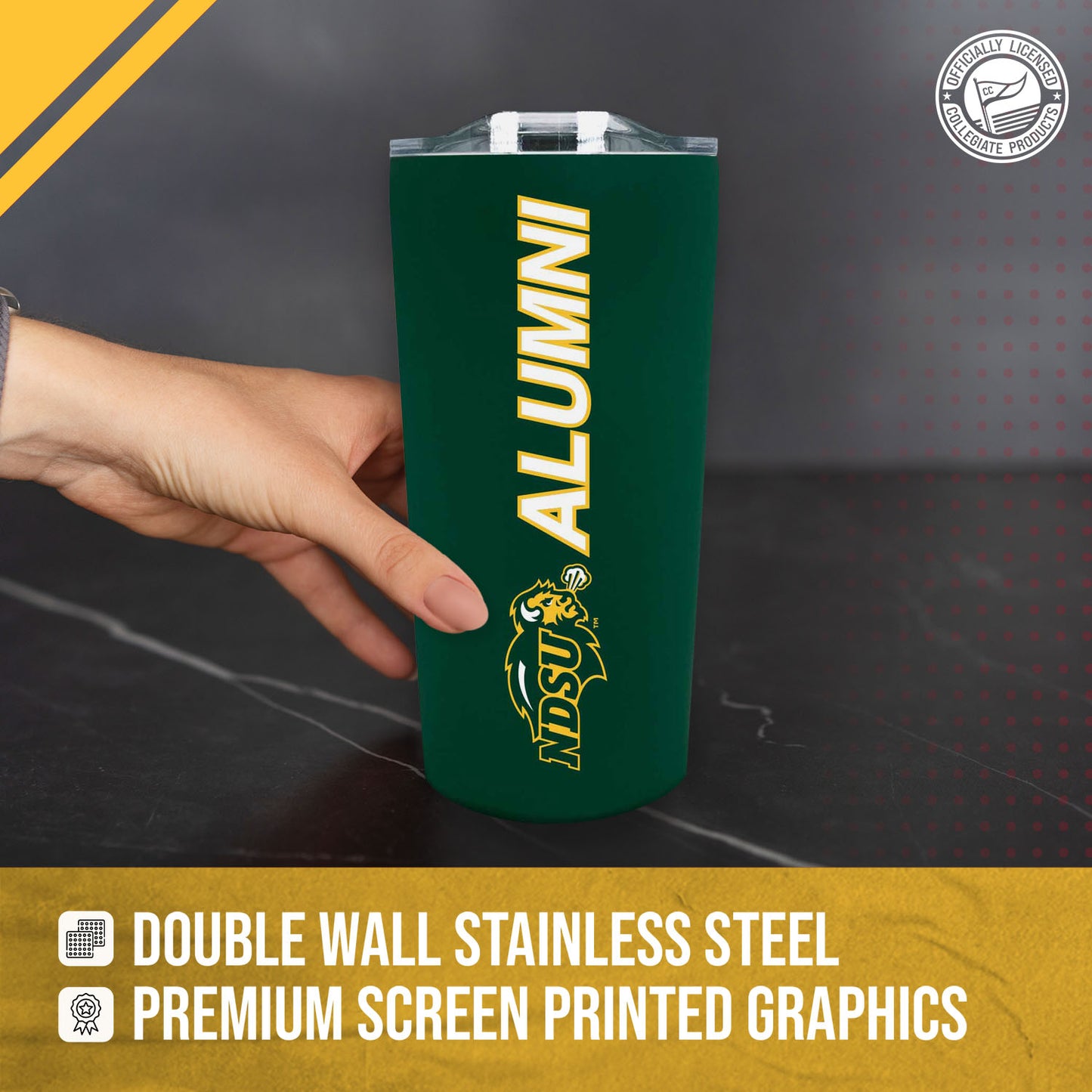 North Dakota State Bison Collegiate Stainless Steel Travel Tumbler for Alumni - Green