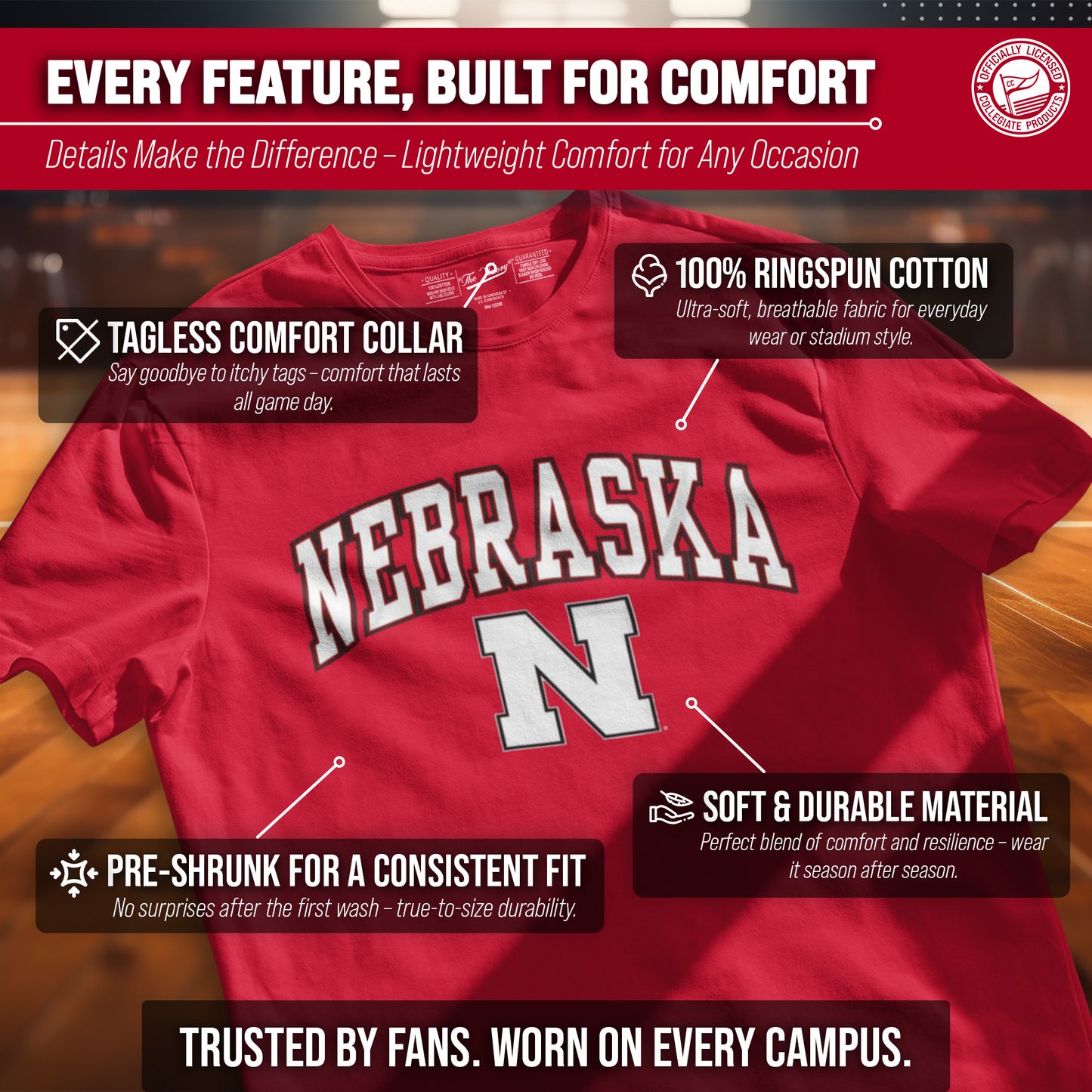 Nebraska Cornhuskers NCAA Adult Gameday Cotton T-Shirt - Red