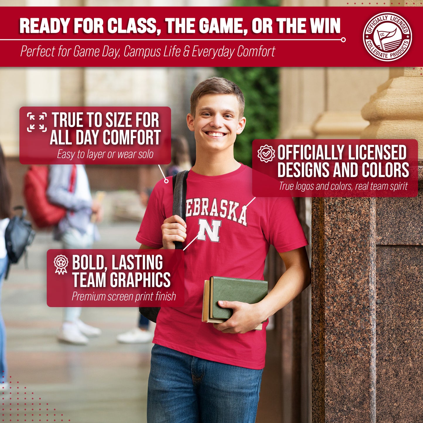 Nebraska Cornhuskers NCAA Adult Gameday Cotton T-Shirt - Red