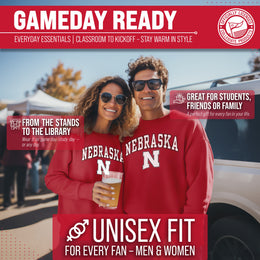 Nebraska Cornhuskers Adult Arch & Logo Soft Style Gameday Crewneck Sweatshirt - Red