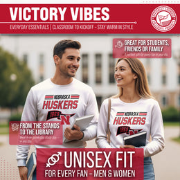 Nebraska Cornhuskers NCAA Adult Unisex Varsity Club Pennant Crewneck Fleece Sweatshirt - Off White