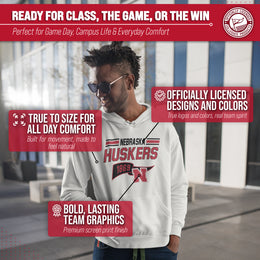 Nebraska Cornhuskers NCAA Adult Unisex Varsity Club Pennant Hooded Fleece Sweatshirt - Off White