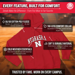 Nebraska Cornhuskers Adult Arch & Logo Soft Style Gameday Hooded Sweatshirt - Red