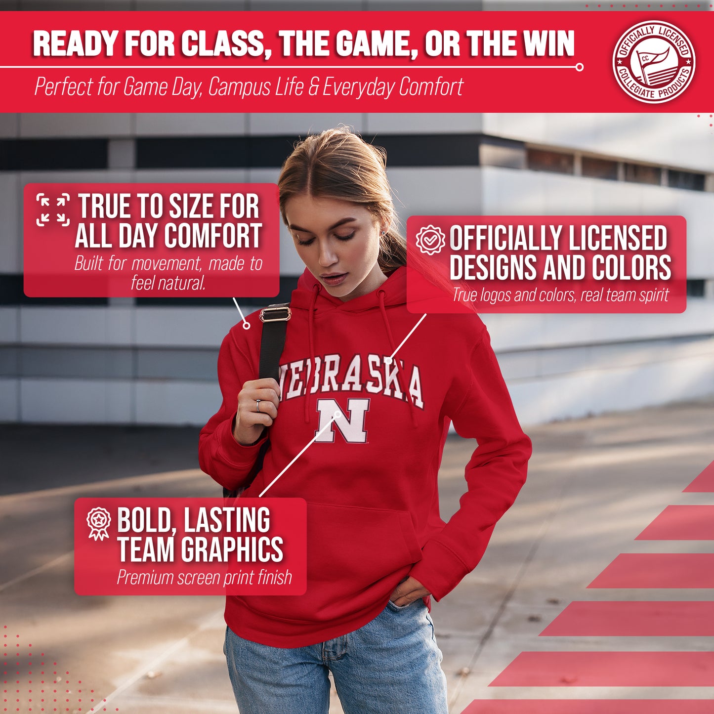 Nebraska Cornhuskers Adult Arch & Logo Soft Style Gameday Hooded Sweatshirt - Red