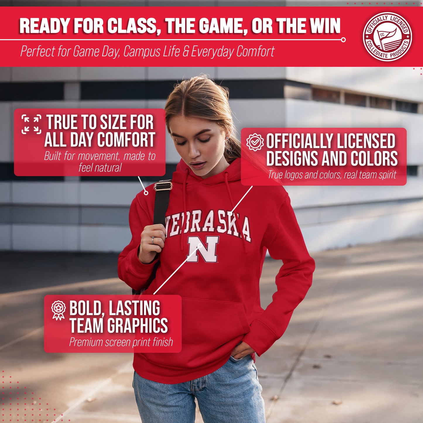Nebraska Cornhuskers Adult Arch & Logo Soft Style Gameday Hooded Sweatshirt - Red