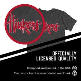 Nebraska Cornhuskers Campus Colors NCAA Adult Cotton Blend Charcoal Tagless T-Shirt - Charcoal
