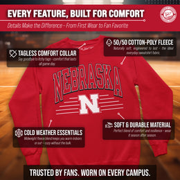 Nebraska Cornhuskers NCAA Adult Unisex Overtime Classics Crewneck Fleece Sweatshirt - Red