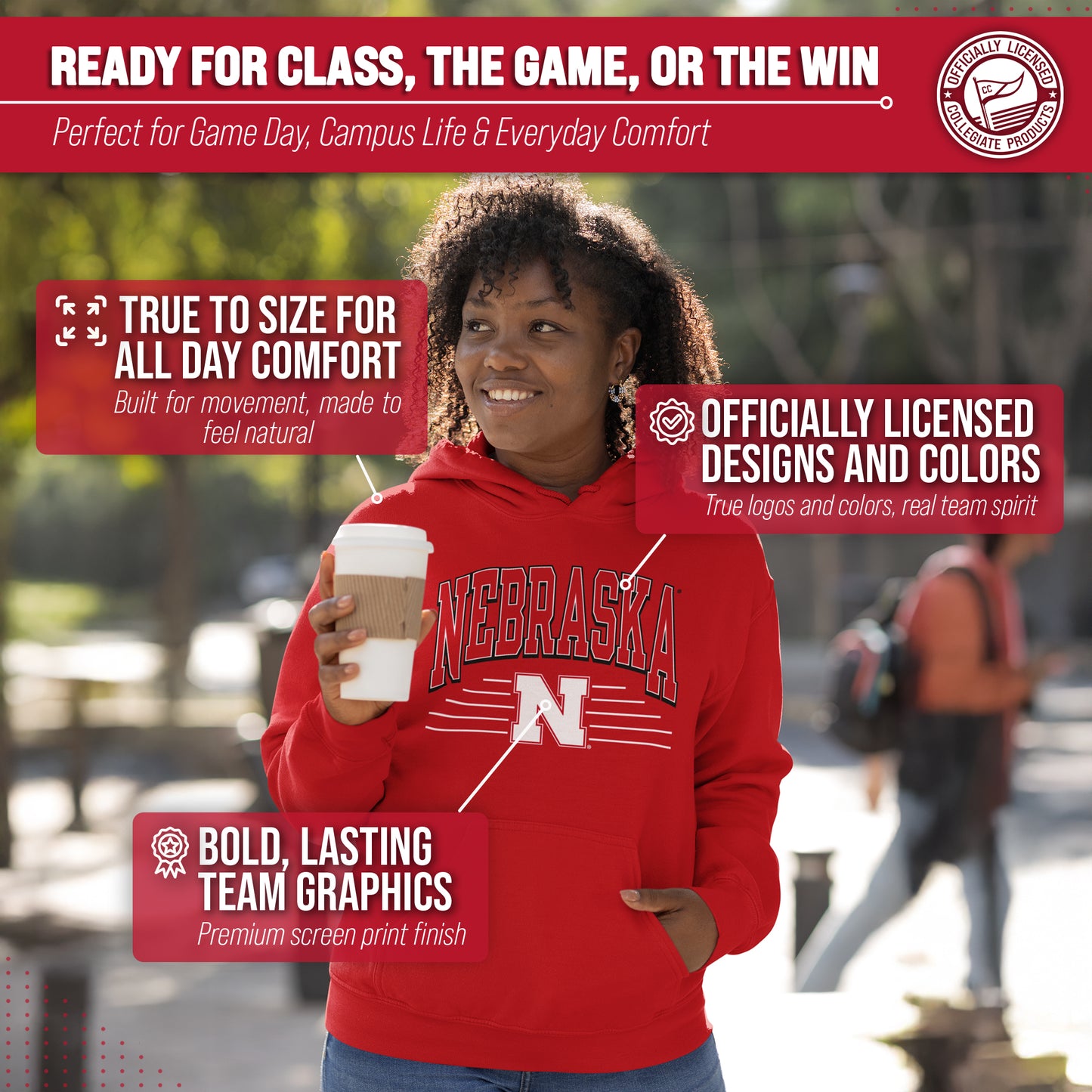 Nebraska Cornhuskers NCAA Adult Unisex Overtime Classics Hooded Fleece Sweatshirt - Red