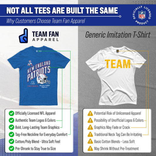 New England Patriots NFL Adult Distressed Helmet Tag-Less T-Shirt - Royal Heather