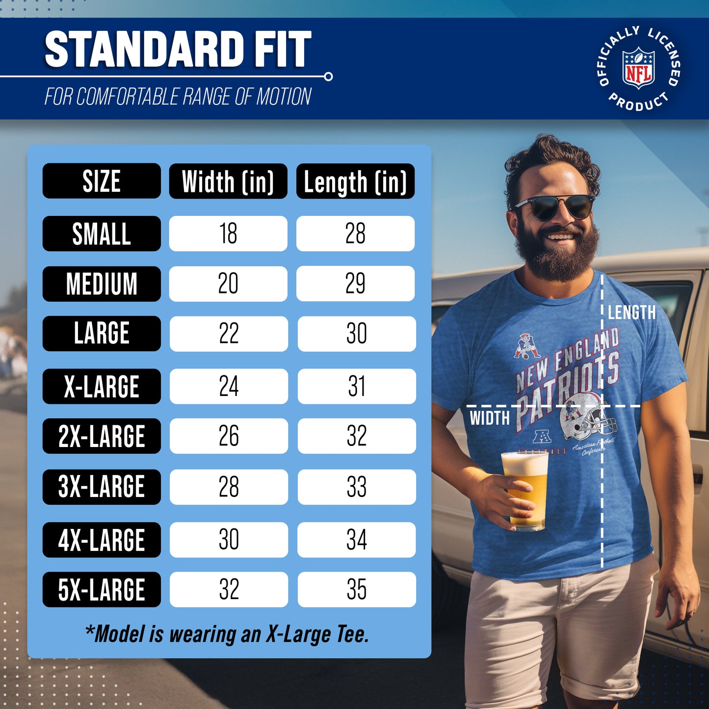 New England Patriots NFL Adult Distressed Helmet Tag-Less T-Shirt - Royal Heather