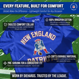 New England Patriots NFL Adult Retro Gameday Unisex T-Shirt - Royal