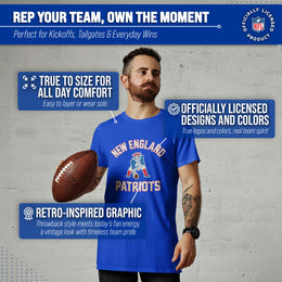 New England Patriots NFL Adult Retro Gameday Unisex T-Shirt - Royal
