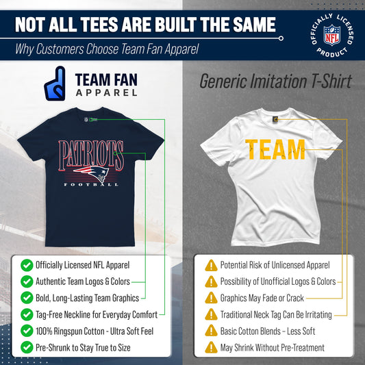 New England Patriots NFL Adult Overtime Blueprint Tag-Less T-Shirt - Navy